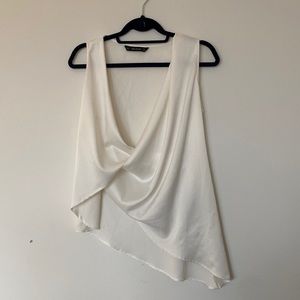 ZARA ASYMMETRICAL WHITE SILKY TOP